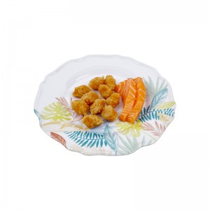 Wholesale customized Nordic natural style plastic plates dinnerware flat melamine dish restaurant tableware