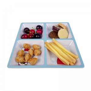 Modern Big Divided Platter White Melamine Serving Plate Plastic Snack Dish Candy Dried Fruit Plate