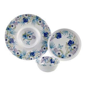European tableware 8-inch bowl geometric round melamine Western melamine plate set