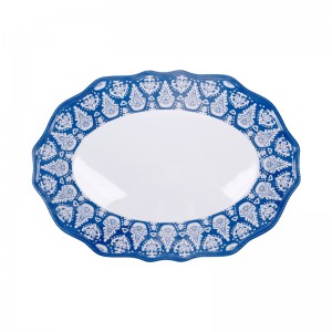 100% melamine oval plate with customized printing A5 melamine dinner plate