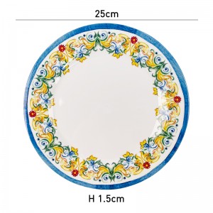 High Quality Exquisite Pattern Heat Resistant Dinnerware Colourful Melamine Plate