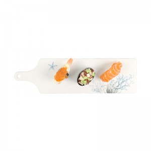 Produzione di piatti in melammina rettangolari per sushi di grandi dimensioni da 15 pollici di nuovo design ecologico popolare di alta qualità