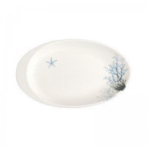 8-инчова апликация за пържола Меламинова овална чиния с цветя в китайски стил Домашна овална чиния