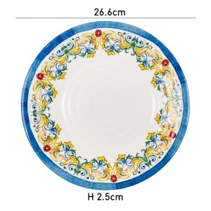 Hot sale high quality food dinner plate set decal colorful round plate&dishes royal melamine plate