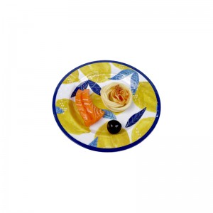 Customized Garden Modern Fruits lemon printed dessert plates dinner Plate sets Melamine Plate
