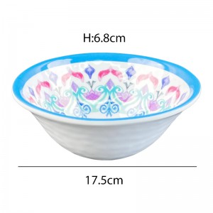 Wholesale 12 pcs New Design Pattern Dinnerware Customized Plastic Plate Bowl Tableware Melamine Dinner Set