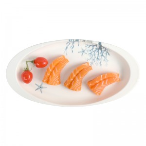2022 vruće prodavani tanjur za ribu ovalnog oblika od bijelog melamina, ovalni duboki tanjur za kuhanu ribu na pari za hotel, restoran i dom