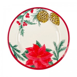 Red flower full printing factory supply sale price plastic melamine dinner plates with logo