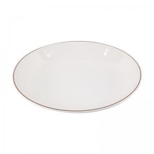 Creative melamine tableware dessert flat dish with white background and gold edge western sushi flat dinner plate