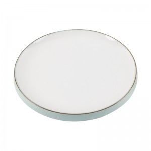 Groothandel Creatief melamineservies voor witte ronde platte borden met goud en dessertbord