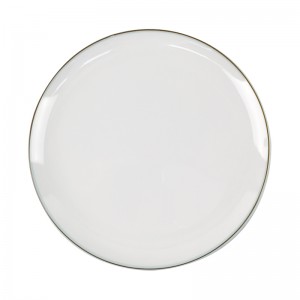 Аптовы крэатыўны меламінавы посуд для белых круглых абедзенных плоскіх талерак з золатам і дэсертнай талеркай