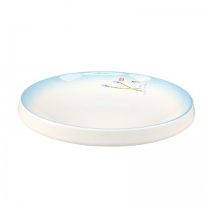 Customized Baby Blue At White Design Melamine Tea Food Serving Round Tray