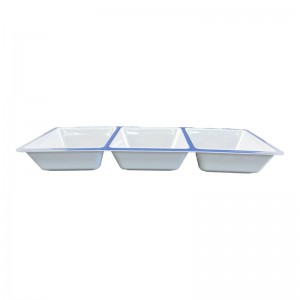 melamine compartments فروٽ پليٽ جو دائرو فوڊ ڪنٽينر چپ ۽ ڊپ ٽري ناشتو ورهايل پليٽ