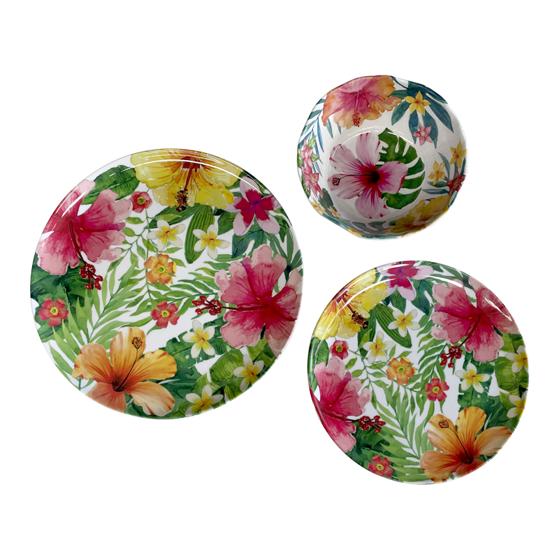 Discount Price Wholesale Plate - Flower Shape Melamine Plate Flower Print Melamine Dinner Plates For Kitchen – BECO