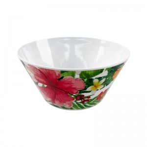 Hot Selling Indoor and Outdoor Use flower Pattern 6 inch Plastic Melamine Soup Salad Bowl