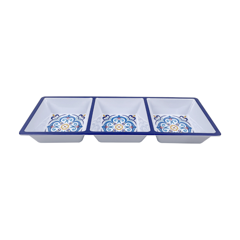 Wholesale factory supply melamine Serving Plate Divided Tray for Chips snack divided bowls