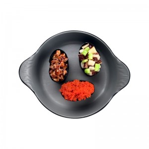 Assiettes et plats à dessert en plastique de forme ovale, vente en gros d'usine, surface mate de couleur noire