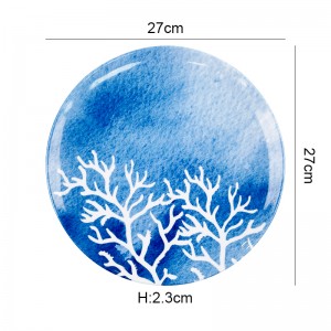 11 inch round shape ocean coral decal seafood plates melamine round plate dinner plate
