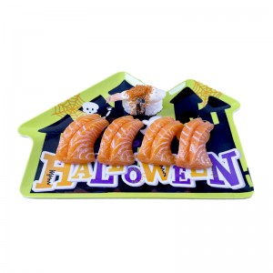 “Helloween” baýramçylyk plastik melamin nahar önümleri, sary öý dizaýny Halloween bezeg plastinkasy