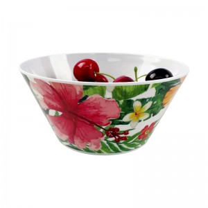 Vânzare fierbinte pentru interior și exterior, cu model de flori, castron de salată cu supă de melamină din plastic de 6 inch
