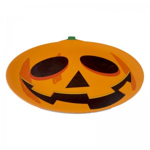 14 inch Halloween holiday design pumpkin shape melamine serving platter round food serving tray