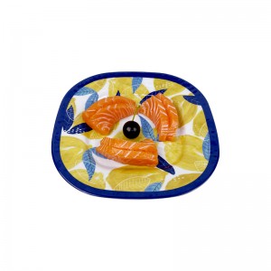 Piatti quadrati in plastica personalizzati da 8/10 pollici con stampa al limone della serie estiva Piatto piano in melamina lavabile in lavastoviglie