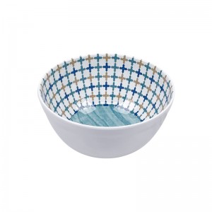 Summer 2024 New Ocean Style Melamine Salad Bowl with Blue Ocean Design