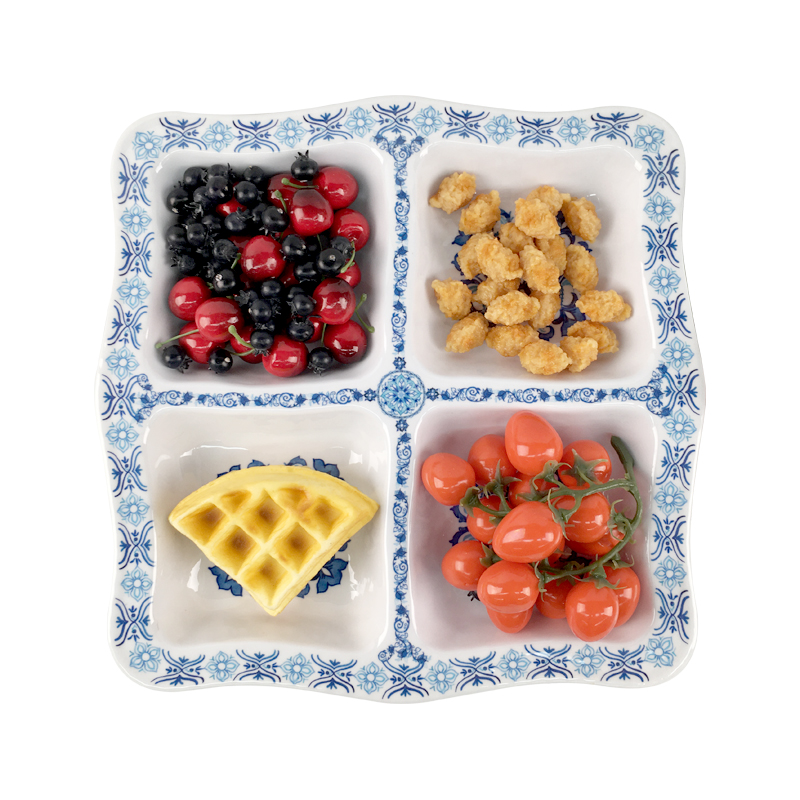 Discount wholesale Flat Plate - High quality 4 Compartments dishes rectangle melamine plastic divided sauce plate plates – BECO