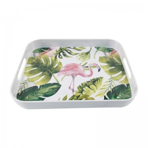 Manufacturer Direct Sales Rectangle Shape Summer Flamingos Pattern Unbreakable Melamine Ware Tray