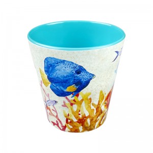 Wholesale Fashion Plastic Coffee Cups Travel Drink Tableware Printing Classical Melamine Mug Cups With Handle