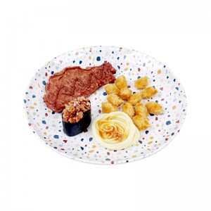 Hot Selling 8 Inch Plastic Platos Melamine Flat Round Plate Steak Dinner Melamine Dishes for Restaurant Hotel