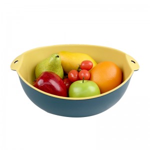 2 In 1 Multi Function Double Layer Kitchen Drain Basket Melamine Plastic Fruit And Vegetable Basket