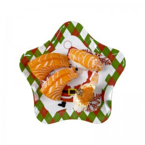 테이블 장식을 위한 플라스틱 멜라민 오각형 별 모양 크리스마스 산타 접시 접시