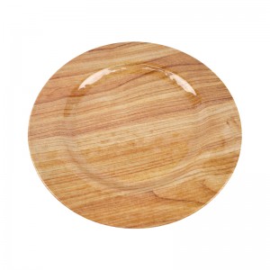 OEM/ODM China Japan Plate - Custom Decorative Home Restaurant Smooth Surface Melamine Plate Large Round Wood Food Serving Dish  – BECO
