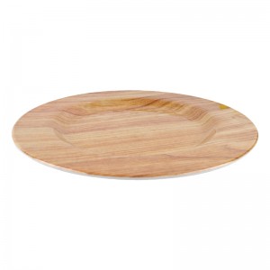 Plato de madera redondo grande para servir comida, placa de melamina de superficie lisa decorativa personalizada para restaurante casero