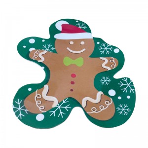 Piatto personalizzato per caramelle in melamina Piatto decorativo in plastica per stoviglie Piatto a forma di persone con biscotto marrone natalizio