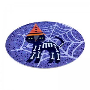 Halloween Spider konsepsyon melamine bèt en dine plastik plak en ansanm