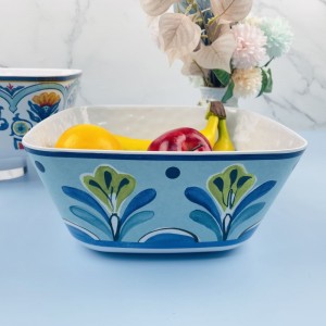 Blue 100% melamine square deep soup bowl plastic melamine fruit bowl