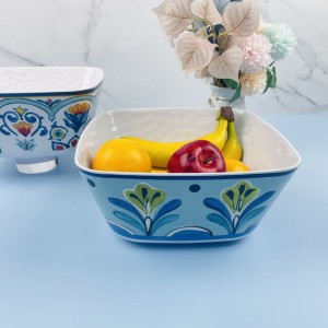 Blue 100% melamine square deep soup bowl plastic melamine fruit bowl