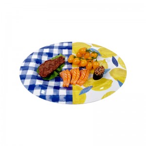Durable melamine dishes home goods reusable dishes high quality lemon design custom melamine plates