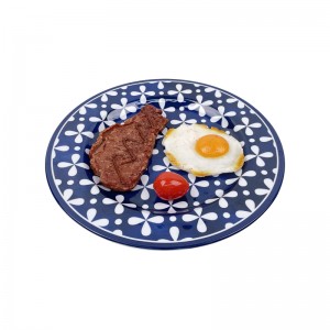 طبق كبير من الميلامين مقاس 10 بوصة لأدوات مائدة الطعام في المطاعم وأطباق العشاء الزرقاء
