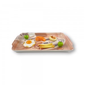 Customized Plastic Colorful Full Printed Food Serving Melamine tray for coffee / tea time
