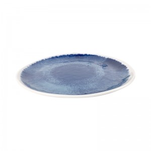 Đĩa tròn melamine thiết kế vân gỗ lớn 12 inch, đĩa melamine tùy chỉnh cho bữa tối, an toàn cho máy rửa chén