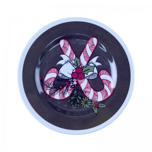 Platos navidenos para fiesta Ziemassvētku melamīna šķīvis, apaļas formas melamīna plastmasas Ziemassvētku stila šķīvis