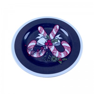 Platos navidenos para fiesta christmas melamine plate, round shape melamine plastic style christmas plate