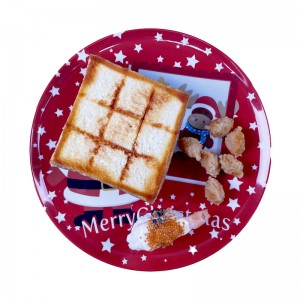 Рождественская специальная популярная прочная многоразовая меламиновая тарелка в клетку, рождественская тарелка для вечеринок с печеньем