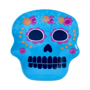 8.4 Inch Halloween Day Skull head shape customization printing Factory vende piastra di melamina sicura per l'alimentariu