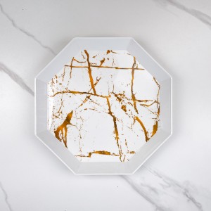 Veleprodaja Jeftini bijeli mramorni dizajn nepravilnih melaminskih voćnih tanjura za nordijski stil