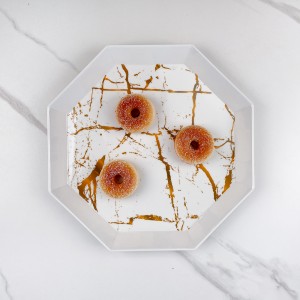 Wholesale Cheap wyt Marble Design Unregelmjittich Melamine Fruit Platen foar Noardske styl
