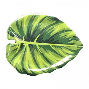 Bejgħ bl-ingrossa ta 'grad ta' l-ikel Melamina Green Leaf Shape Plaċi tal-plastik li jservi Platter